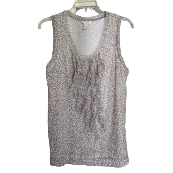 Chino's Gray/White Ruffle Sleeveless Nylon Chino's Size 1 (Med. 8) Lined Tank #D - Picture 1 of 5